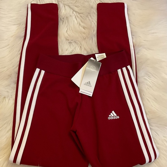 Adidas 3 Stripe Leggings / Tights - NWT - Size XS - Collegiate Burgundy - Picture 5 of 12